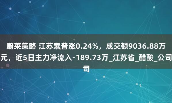 蔚莱策略 江苏索普涨0.24%，成交额9036.88万元，近5日主力净流入-189.73万_江苏省_醋酸_公司